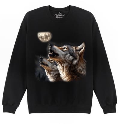Wolf Howling At The Moon The Coloured House Sweater S
