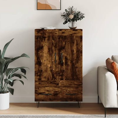 vidaXL - Hoge - kast - 69,5x31x115 - cm - bewerkt - hout - gerookt - eikenkleurig