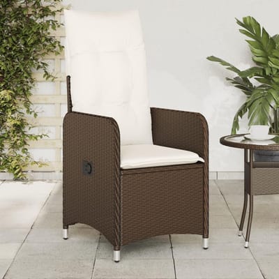 Tuinstoel met kussen - Relaxstoel ligstoel - Buiten ontspannen - Verstelbare rugleuning - 54.5 x 81.5 x 83 cm - Bruin