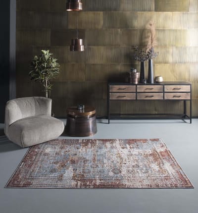 Vintage vloerkleed - Nostalgia No.7 roestbruin 70x140