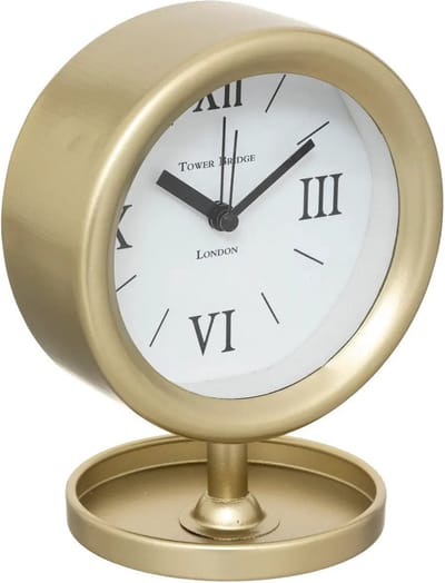 Atmosphera Wekker/alarmklok Marbella - goud - metaal - 15 x 12 cm - op standaard - batterij voeding