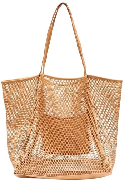 Dailygoody - Grote mesh strandtas - Herbruikbare schoudertas - Bruin