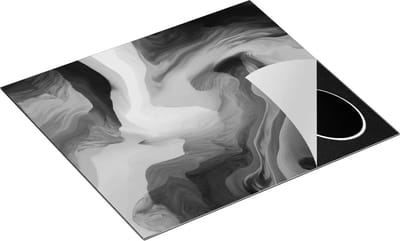 Chefcare Inductie Beschermer Abstracte Kunst - Golven - Zwart Wit - 60x50 cm - Afdekplaat Inductie - Kookplaat Beschermer - Inductie Mat