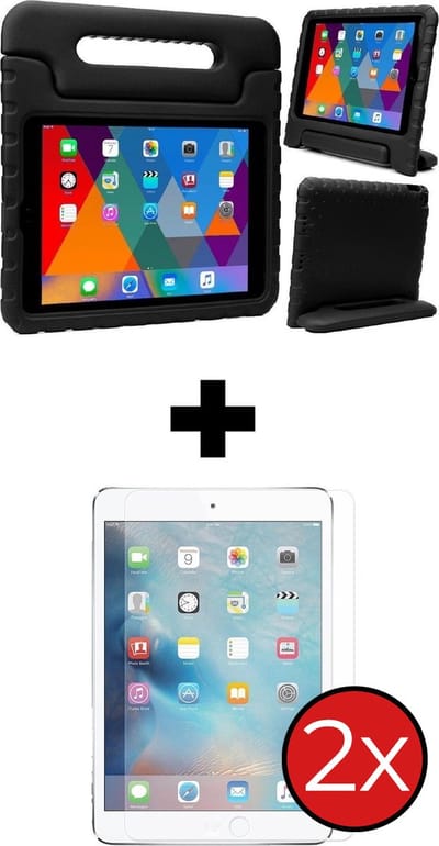Hoesje - Geschikt voor Apple iPad Pro (2017) - 10.5 inch - Met 2x Screenprotector - Kinderhoes - Shockproof Bumper - Kidsproof Case - Tablethoes - Kinder Hoes Cover - Zwart