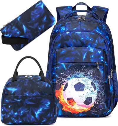 Dailygoods- Rugzak met Etui Set - Schooltas voor Jongens - Driedelige Rugzak - Verstelbare Schouderbanden - Broodvak - Robuuste Details - Schoolrugzak