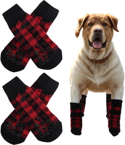 Allecto - Anti-Slip Honden Sokken - Comfortabel en Ademend - Rood - Bescherming voor Pootjes - Geschikt voor Grote Honden - 4 Stuks