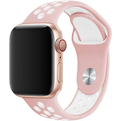 2+1 | Apple Watch Bandje Stryde - Dubbel - Siliconen - Lichtroze Wit