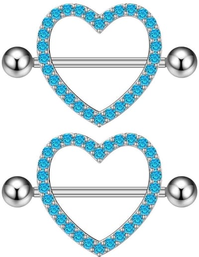 Dailygoods- Nipplerings 14G Hartvorm - Hypoallergene Zirkonia - Koper - Lichtgewicht 6,5 g - Comfortabele Ballen 0,5 cm - Afmetingen 3,12 cm x 1,95 cm - Tepelpiercing