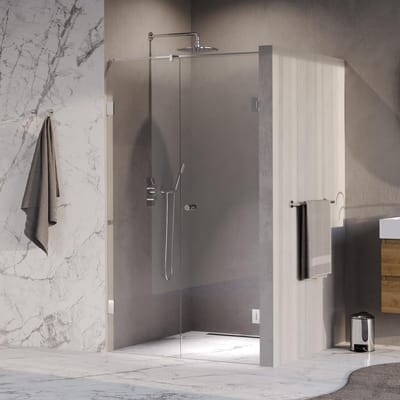 Brauer Void - Nisdeur - 2-Delig - Helder Glas - 120 x 200 cm - Omkeerbaar - met Draaideur 60 cm - Aan Muur - incl. Glascoating - Chroom