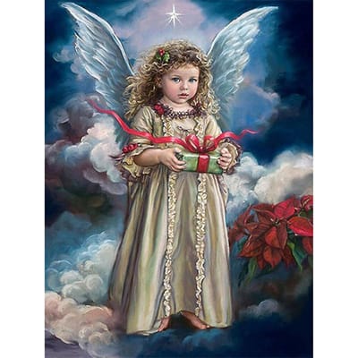 Diamant mosaïque ange fille diamant peinture point de croix Kit diamant broderie 20X30CM gray
