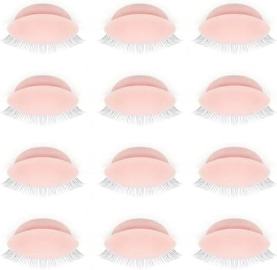 12 Stuks Vervangende Ogen voor Mannequin Hoofd, Realistische Oogleden voor Oefening, Herbruikbare Silicone Ogen voor Wimperextensions en Make-up Training