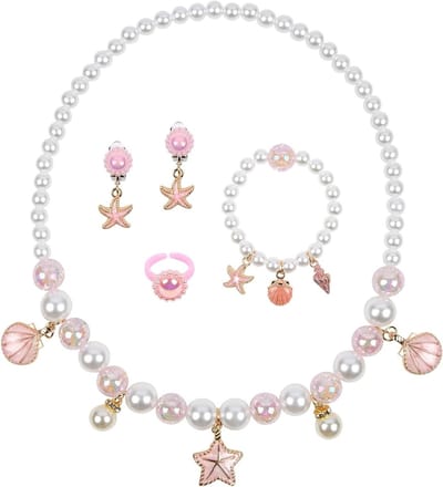 5-delig Verkleedset voor Kinderen met Zeemeermin en Prinses Thema - Perfecte Verjaardagscadeau voor Meisjes, Hoogwaardige Materialen, Geschikt voor Feestjes en Spelletjes