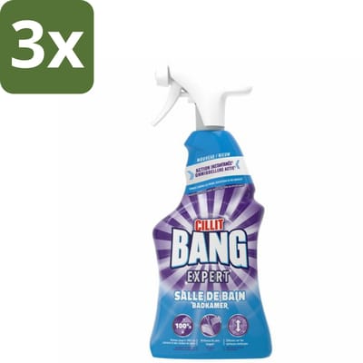 3 x Cillit Bang – Schoonmaakspray – Badkamerreiniger – 750 ml - Badkamerreiniger Spray - Anti-kalk Badkamerspray - Cillit Bang Expert Badkamer - Badkamer Reiniger - Kalkverwijderaar