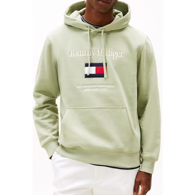 Tommy Hilfiger Tommy Embro Flag Hoodie Earth Sage Taglia: M | Felpe con cappuccio Outlet | Uomo | Verde