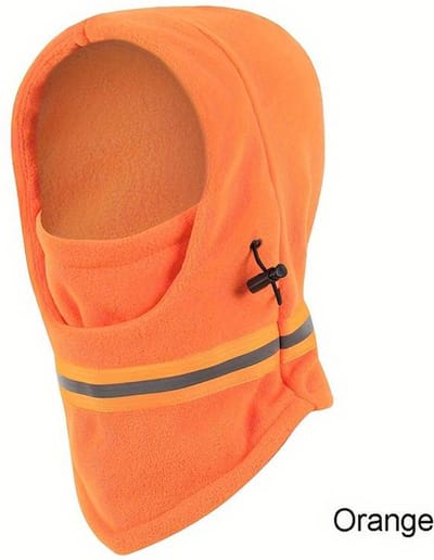Verstelbare Fleece Bivakmuts Met reflectie Veiligheidsstrip I Nekwarmer I Winddicht I UV-bescherming I Ski Masker I Scooter Maker I Wintermasker I Wintermuts I Oranje