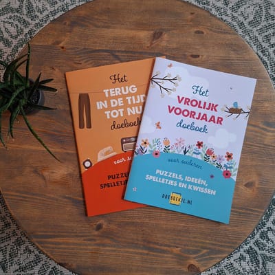 Terug in de Tijd tot Nu Doeboek + Vrolijk Voorjaar Doeboek - voor senioren - puzzelen, spelletjes, activiteiten, kwissen - terug naar vroeger tot je kindertijd - voordeelset