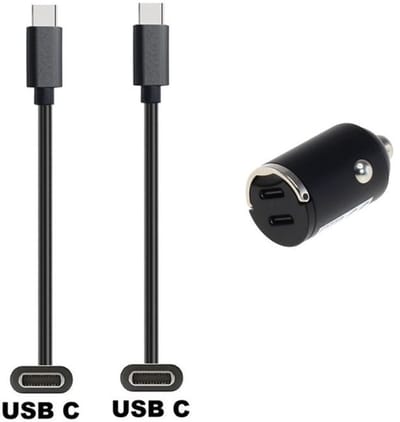 OneOne auto snellader met 2 poorten + 2,0m sterke USB C naar C kabel. 40W (2x 20W) lader. Autolader adapter past op Samsung Galaxy S10, S10e, S20, S21, S22, S23, S24, S25, S26 (Edge, FE, Lite, Plus +, Ultra)