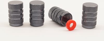 Schrader (auto) ventiel - Grijs aluminium grip met afdichting
