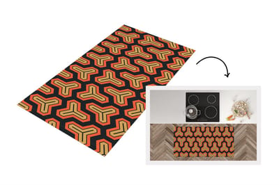 Keukenloper 120x60 cm - Keukenmat vinyl Goud - Rood - Patronen - Japans - Keukenmatten loper - Keuken vloerkleed tapijt