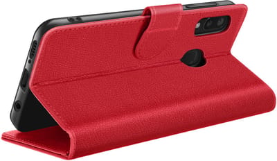 Zanae, Hoesje geschikt voor Galaxy A20e - Wallet Case met Stand & Magneetsluiting, Rood