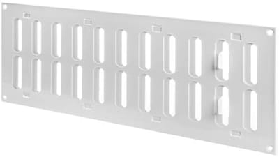 Wit verstelbaar ventilatierooster 400 x 150 mm met insectenbescherming voor binnen en buiten