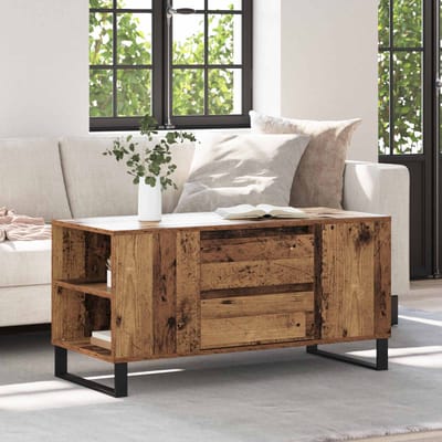 vidaXL - Salontafel - Oud - Hout - 102 - x - 44,5 - x - 50 - cm - Bewerkt - hout