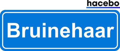 Hacebo - Plaatsnaam Sticker - 29x10 CM - Bruinehaar sticker - Verkeersborden sticker - grappige cadeaus - Bruinehaar