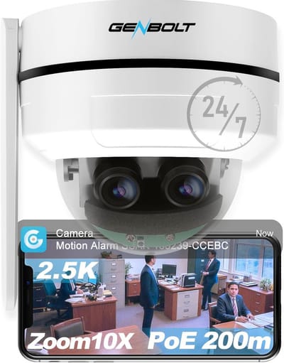 Beveiligingscamera Buiten - IP Camera - Toezicht Huis - Dubbele Lens 10x Zoom - PTZ Vandaalbestendig - Wit