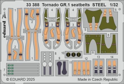 Eduard Modelbouwdecoratie - 33388 Accessoires Set - Stalen Veiligheidsgordels voor Tornado GR.1 - Photo-etch