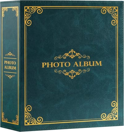 Fotoalbum voor 600 foto's 10x15 cm, traditionele stijl, groen, geschikt voor staande en liggende afbeeldingen