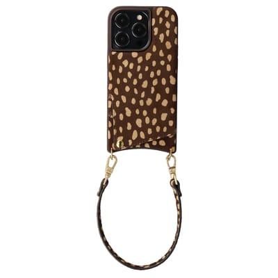Selencia Hoesje - Geschikt voor Apple iPhone 13 Pro - Real Leather Backcover met Pashouder - Fawn Chic