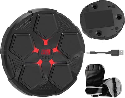 Muziek Boksmachine - Wandtrainer - Thuis Fitness - Interactieve Lichtshow - 32 cm - Zwart