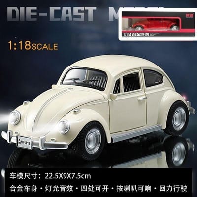 1:18 1955 Kever Klassieke Auto Vintage Legering Auto Model Simulatie Diecast Speelgoed Auto Collectie Met Geluid En Licht