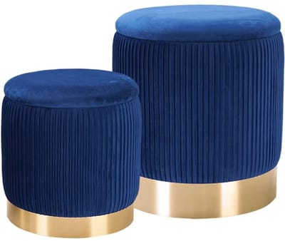 Make up Stoel - Kaptafel Kruk - Visagie - Goud en Blauw