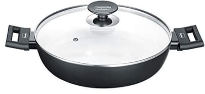 Krasbestendige serveerpan met glazen deksel - 28 cm, voor inductie en hittebestendig koken