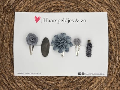Try-out mix 43 - mix van verschillende speldjes - grijs/blauw - 4 cm speldjes