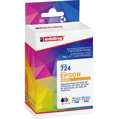 Edding Inktcartridge vervangt Epson 604XL, T10H1 Compatibel Combipack Zwart, Cyaan, Magenta, Geel EDD-724 18-724
