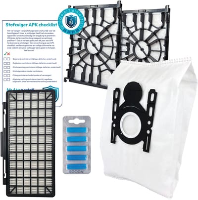Multaparts® stofzuiger-APK set geschikt voor Bosch In'genius | Complete onderhoudsset met stofzuigerzakken type G-ALL (10 x), motorfilter (2 x), HEPA filter, geursticks (5 x), APK-checklist & APK-sticker | Maak je stofzuiger weer als nieuw