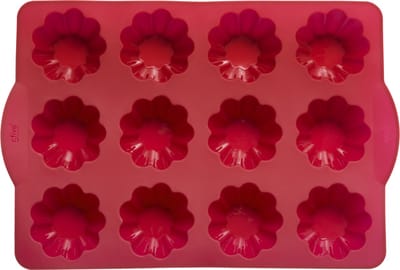 Siliconen briochevormen 34,5 x 23,2 x 4cm voor 12 broodjes | Rood | cakevormpjes | briochevorm | anti-aanbaklaag | voor oven en magnetron SILIBRIO-PRO