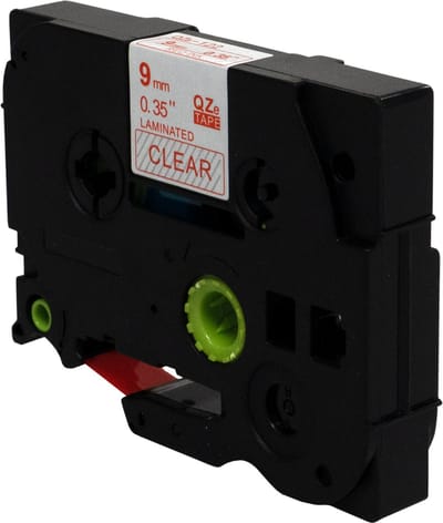 DULA Brother Compatible label tape- Tze-122 - 1 cassette - Brother P-Touch - Rood op transparant - 9mm x 8m