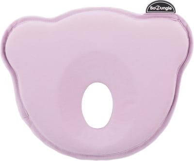Bo Jungle - Ergonomisch Hoofdkussen - Traagschuimvulling - Tegen plat achterhoofdje - Ademende stof - Vorm Beertje - Kraamcadeau - Cosy Jersey Pink - Roze