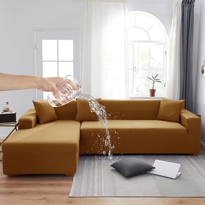 Waterdichte elastische bankhoezen voor woonkamer effen kleur bankhoes stretch bankhoes hoek L-vorm bank moet 2 stuks kopen 1 seater 90-140cm kameel