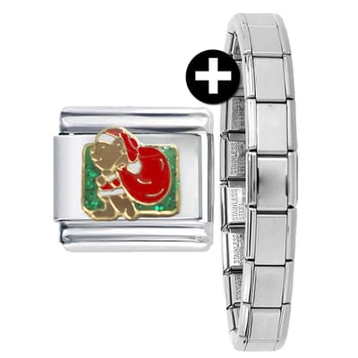 Schakel Bedel - Beer - Kerst - plus armband - 9mm Schakel voor Italiaanse Bedelarmband - Italiaanse schakelarmband