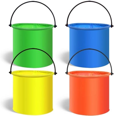 Opvouwbare emmer voor kinderen - 4 stuks kleurrijke en draagbare 2L emmers, multifunctioneel voor kamperen, vissen en schilderen