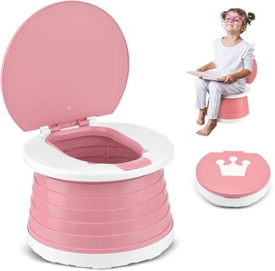 longziming -Opvouwbaar Kinderpotje - Draagbaar Toilet Voor Onderwegs - 3-in-1 Potty Stoel - Lekvrije Afvalzakken Houder - Stabiele Ronde Constructie - Ideaal Voor Reizen En Camping - 1 Stuk