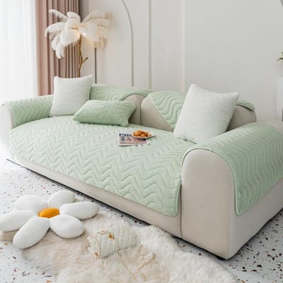 Coussin de Canapé Peluche Super Doux Motif Ondulé Hiver Épaissi Antidérapant Housse de Canapé Simple Moderne Tissu de Housse 70*70cm
