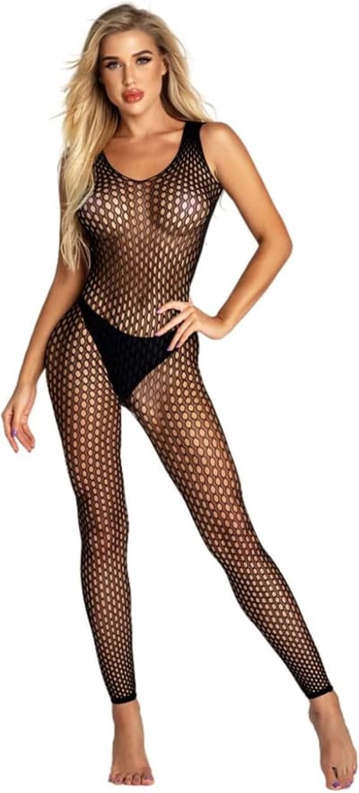 Sexy Lingerieset - Sexy Lingerieset voor Dames - Visnet - Babydoll - Mini Jurk - Vrije Maat - Bodysuit - Nachtkleding - Ondergoed - Sexy Perspectief - Lange Mouwen - Erotische Lingerie