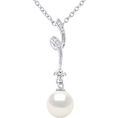 Witte parel fancy ketting zirkoniumoxiden - zilver 925