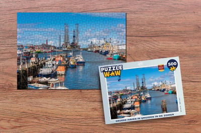 Puzzel Drukke haven in IJmuiden in de zomer - Legpuzzel - Puzzel 500 stukjes