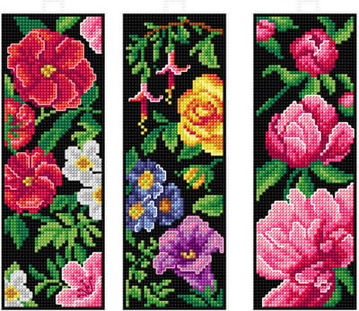 Borduurpakket Orchidea - boekenleggers - Bloemen - kunststof stramien